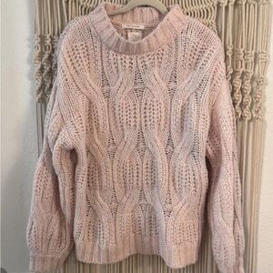 Zara Soft Pink Cable Knit Sweater